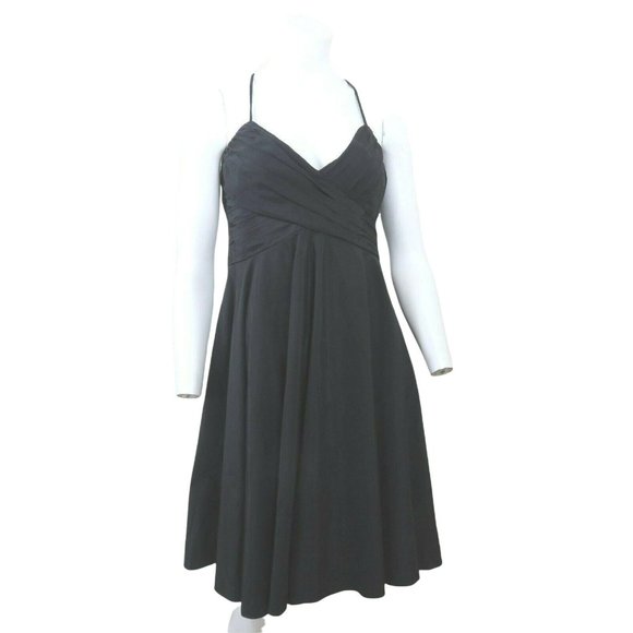 Zara Basic Womens Black Slip Dress L Empire Criss Cross Straps Knee Length - Picture 10 of 12